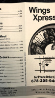 Wing Xpress menu