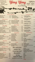 Ying Ying Chinese Food menu