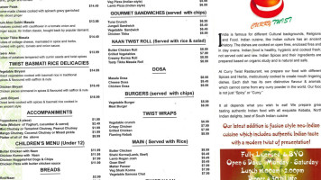 Curry Twist Masterton menu