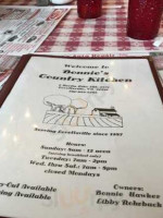 Bonnies Country Kitchen menu