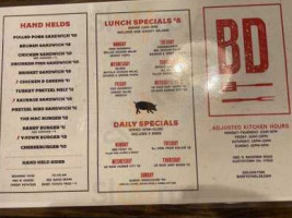 Barry Dyngles Pub menu