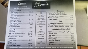 Gina’s Soulfood menu