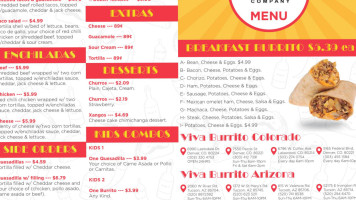 Viva Burrito menu