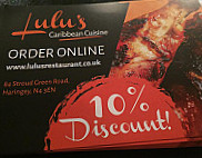 Lulu's Caribbean Cuisine menu