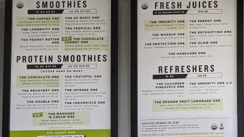 Clean Juice menu