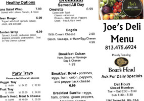 Joe's Produce Deli menu