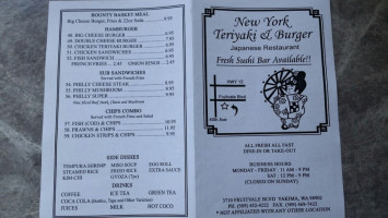 New York Teriyaki menu