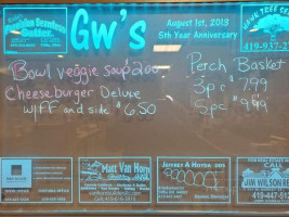 G W's Fine Food Spirits menu