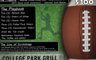 College Park Grill menu