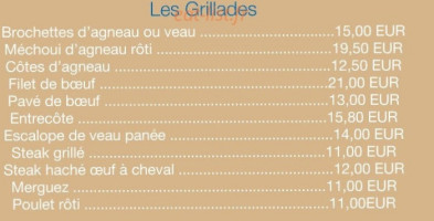 L'orange Bleue menu