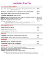 Lost Valley Ski Lodge menu