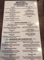 Shooterz Scratch Kitchen menu