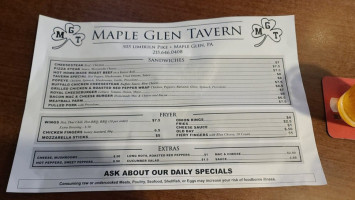 Maple Glen Tavern menu