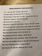 Masters Brewhouse menu