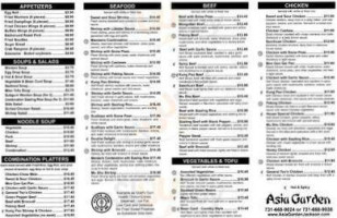 Asia Garden Chinese Japanese menu