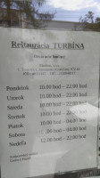 Reštaurácia Turbína menu