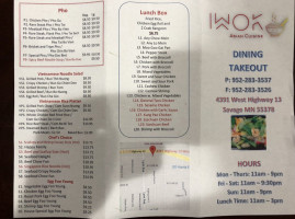 I Wok Asian Cuisine menu