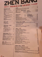 Zhen Bang Noodle Sushi menu