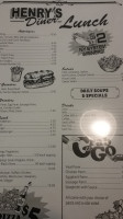 Henry's Diner menu