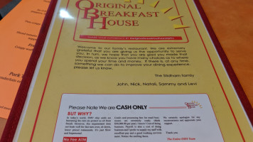 Original Breakfast House menu