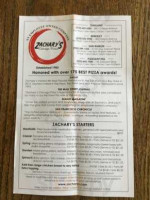 Zachary's Chicago Pizza menu