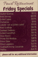 The Pearl menu