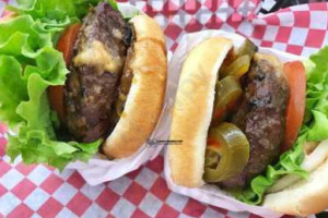 Cheesy Stuffed Burgers food