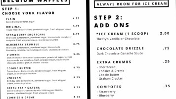 À La Waffle menu