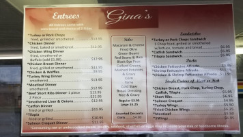 Gina’s Soulfood menu