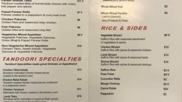 India Bistro menu