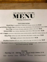 Andy's Roadside Dive menu