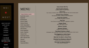 Wei West menu