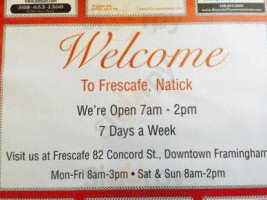 Fresscafe menu