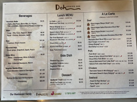 Doh Korean Bbq menu