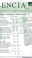 Pizzeria Esencia menu