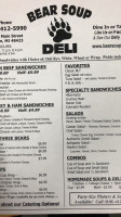 Bear Soup Deli menu