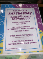 Barley Naked Brewing Company menu