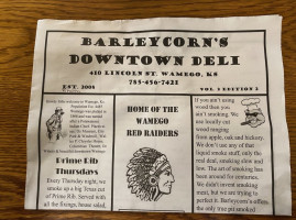 Barleycorns menu