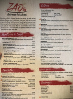 Zao's Chinese Kitchen menu