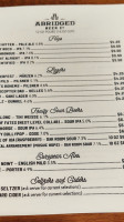 Abridged Beer Company menu