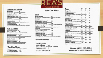 Reas Italian Cucina menu