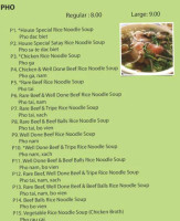 Pho H&p Noodle House menu