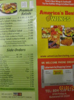 America's Best Wings menu