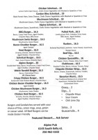 Alpine Neighbourhood Pub menu