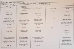 Pizzeria Il Brunello menu