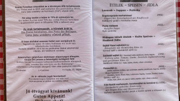 Nagyapám Borozója menu