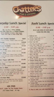 Chatters Pub Eatery menu