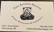 The Author Shoppe menu