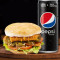 Crispy Paneer Burger Pepsi Black Can