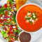 Tomato Basil Soup With Mediterranean Salad